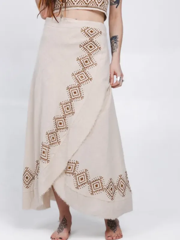 The TwoSisters Nomad Chic Collectie|Ibiza-Mystic Mesa Omslagrok Off White