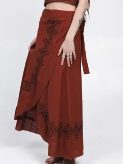 The TwoSisters Nomad Chic Collectie|Ibiza-Mystic Mesa Omslagrok Terracotta