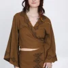 The TwoSisters Tops|Nomad Chic Collectie-Mystic Mesa Wikkeltop Bruin