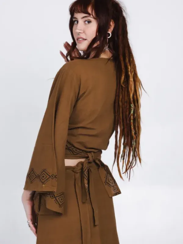 The TwoSisters Tops|Nomad Chic Collectie-Mystic Mesa Wikkeltop Bruin