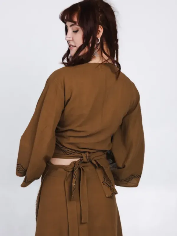 The TwoSisters Tops|Nomad Chic Collectie-Mystic Mesa Wikkeltop Bruin