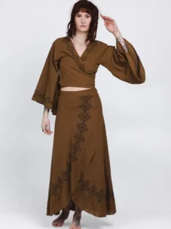 The TwoSisters Tops|Nomad Chic Collectie-Mystic Mesa Wikkeltop Bruin