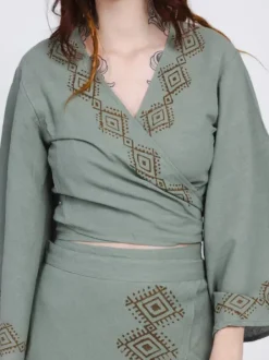 The TwoSisters Tops|Nomad Chic Collectie-Mystic Mesa Wikkeltop Jadegroen