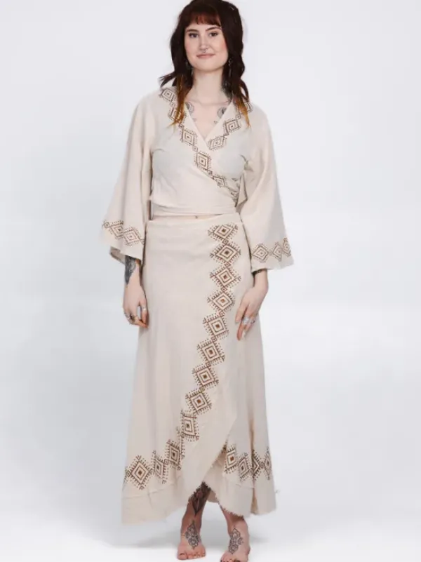 The TwoSisters Tops|Nomad Chic Collectie-Mystic Mesa wikkeltop Off White
