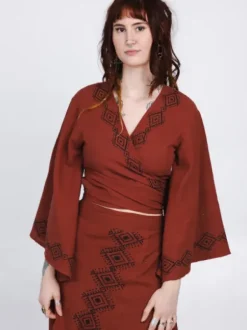 The TwoSisters Tops|Nomad Chic Collectie-Mystic Mesa Wikkeltop Terracotta