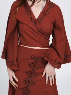 The TwoSisters Tops|Nomad Chic Collectie-Mystic Mesa Wikkeltop Terracotta