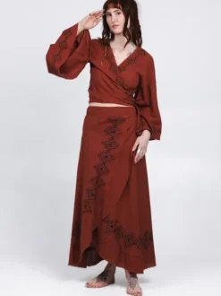 The TwoSisters Tops|Nomad Chic Collectie-Mystic Mesa Wikkeltop Terracotta