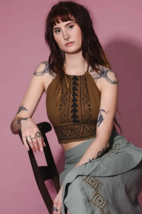 The TwoSisters Tops|Bratops-Mystic Mesa Zomertop Bruin