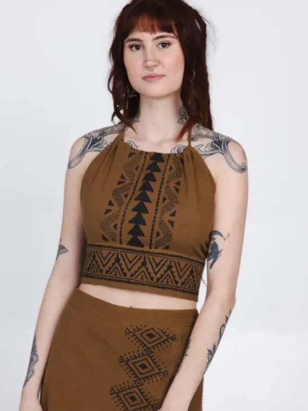 The TwoSisters Tops|Bratops-Mystic Mesa Zomertop Bruin