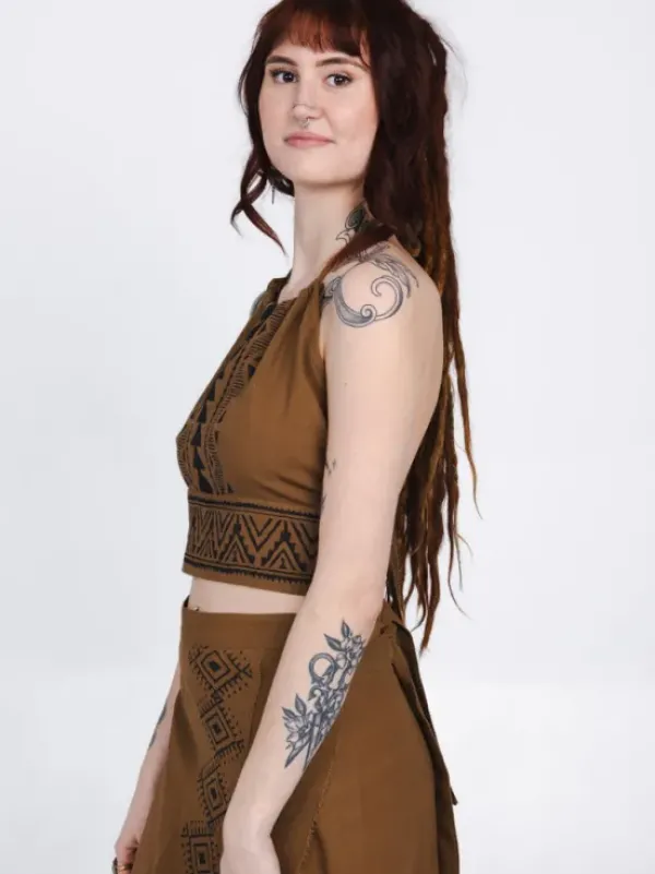 The TwoSisters Tops|Bratops-Mystic Mesa Zomertop Bruin