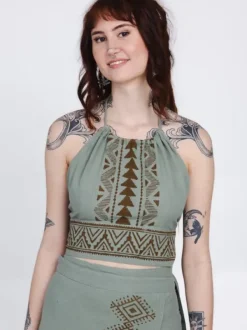 The TwoSisters Tops|Nomad Chic Collectie-Mystic Mesa Zomertop Jadegroen
