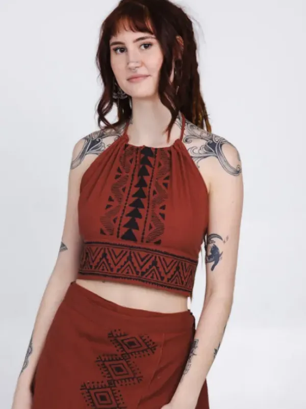 The TwoSisters Nomad Chic Collectie|Tops-Mystic Mesa Zomertop Terracotta
