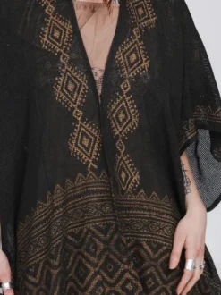 The TwoSisters Plus Size|Nomad Chic Collectie-Nomad Chic poncho Donkergroen