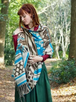 The TwoSisters Omslagdoeken|Omslagdoeken-Omslagdoek Fleece Blauw/ Lichtbruin