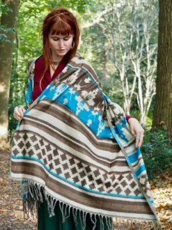 The TwoSisters Omslagdoeken|Omslagdoeken-Omslagdoek Fleece Blauw/ Lichtbruin