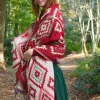 The TwoSisters Omslagdoeken|Omslagdoeken-Omslagdoek Fleece Rood / Beige