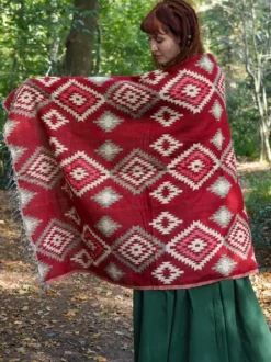 The TwoSisters Omslagdoeken|Omslagdoeken-Omslagdoek Fleece Rood / Beige