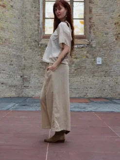 The TwoSisters Nomad Chic Collectie|Broeken-Palazzo broek gebroken wit