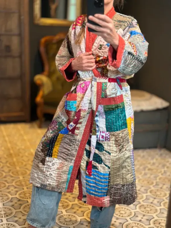 The TwoSisters Kantha|Kantha Lang-Patchwork Kantha Kimono 130