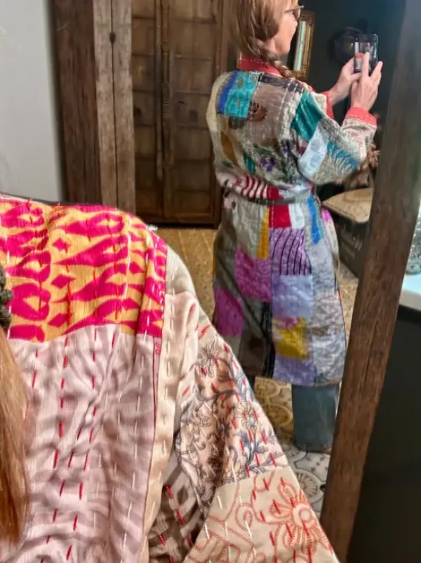 The TwoSisters Kantha|Kantha Lang-Patchwork Kantha Kimono 130