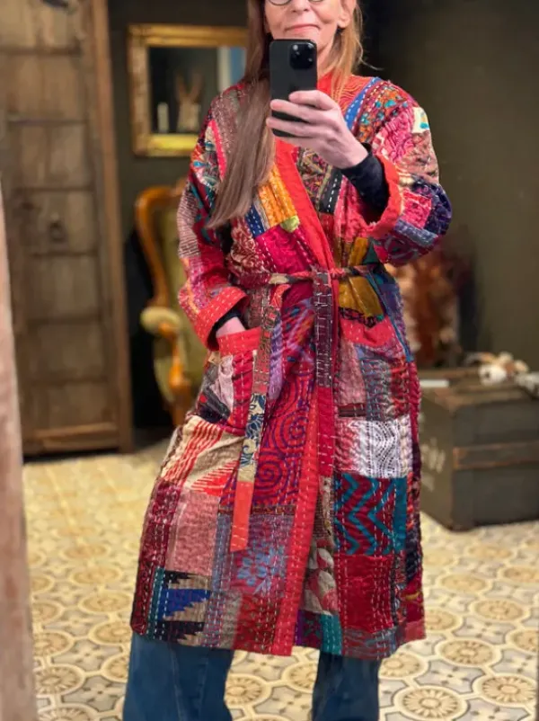 The TwoSisters Kantha|Kantha Lang-Patchwork Kantha Kimono 144