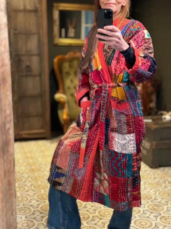 The TwoSisters Kantha|Kantha Lang-Patchwork Kantha Kimono 144