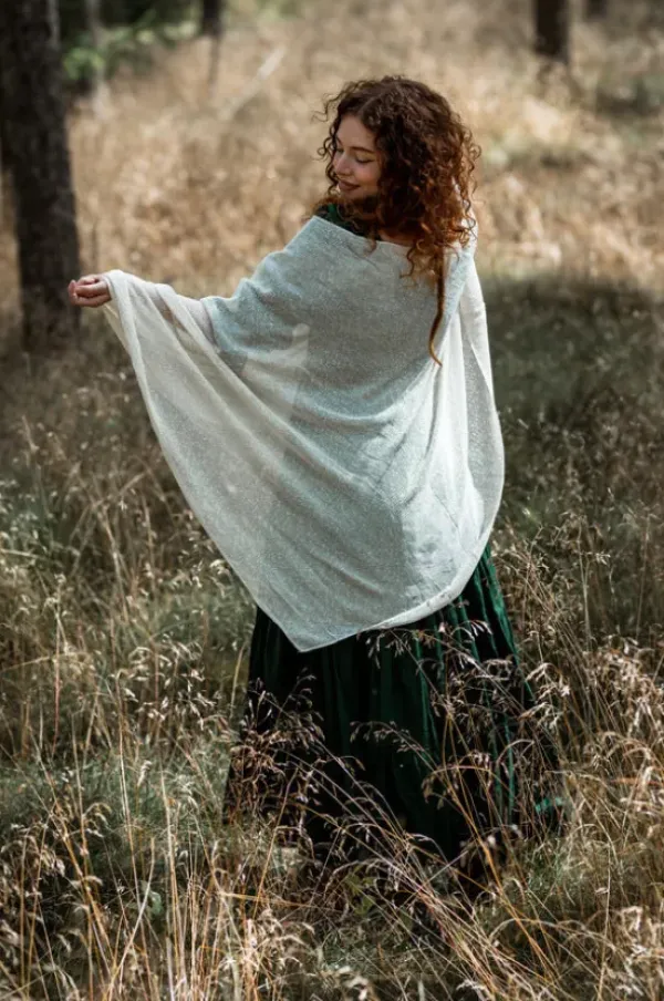 The TwoSisters Plus Size-Poncho Gebroken wit