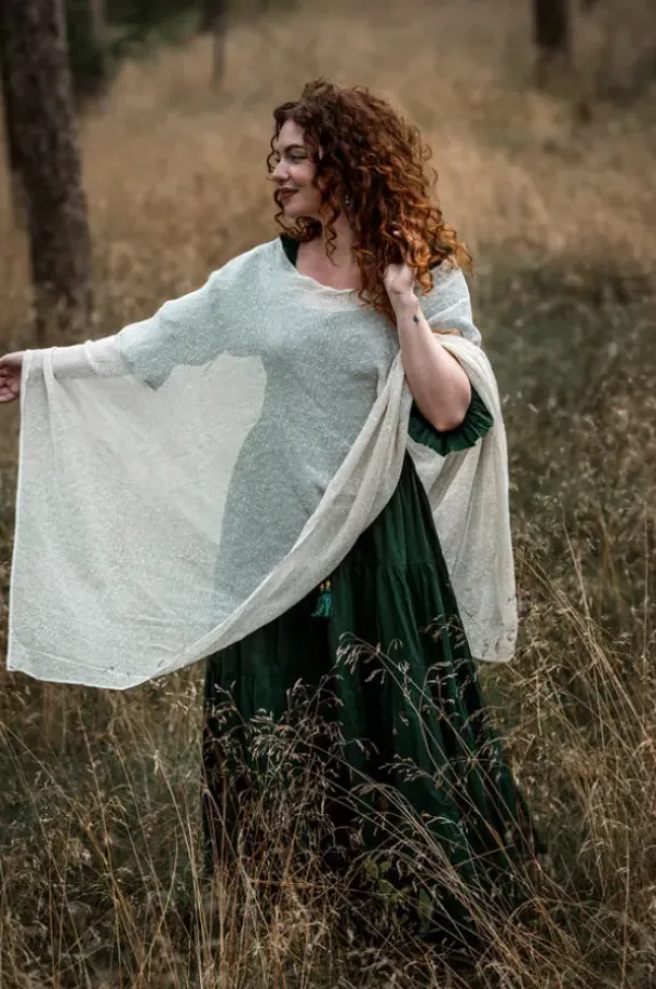 The TwoSisters Plus Size-Poncho Gebroken wit