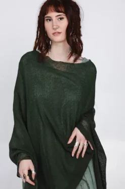The TwoSisters Plus Size-Poncho Groen