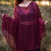 The TwoSisters Plus Size-Poncho Marroon Rood