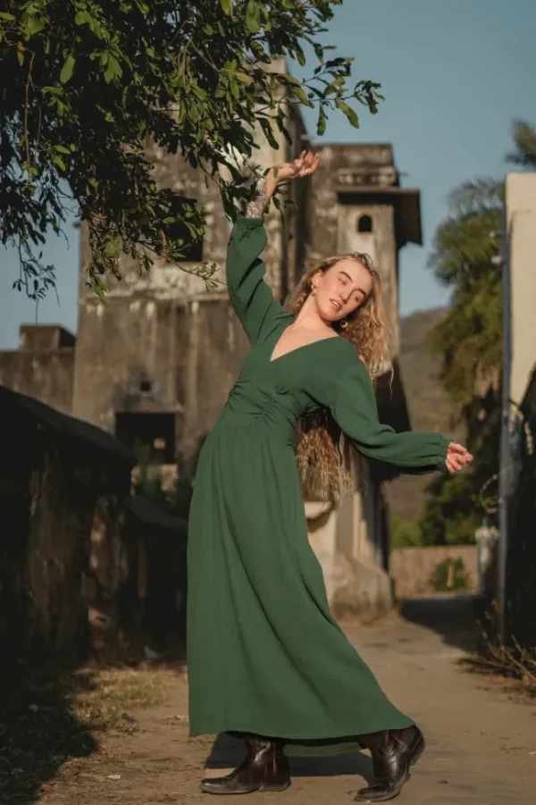 The TwoSisters Gypsy-Rani Lange jurk Groen