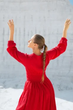 The TwoSisters Gypsy-Rani Lange jurk Knalrood