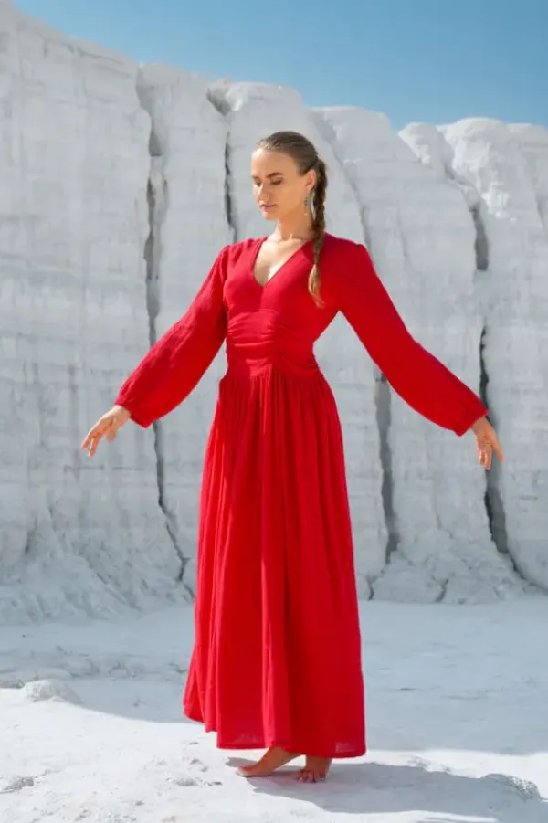 The TwoSisters Gypsy-Rani Lange jurk Knalrood