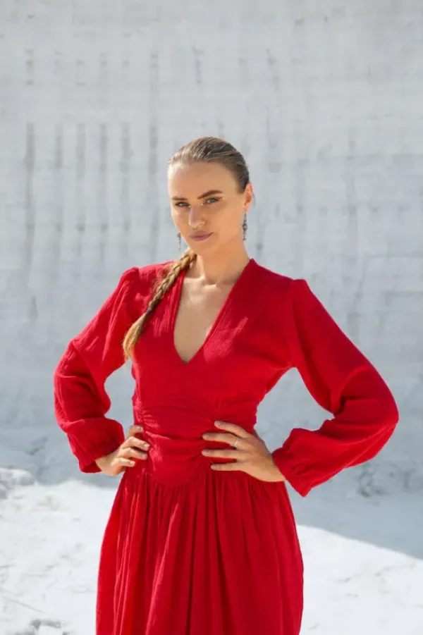 The TwoSisters Gypsy-Rani Lange jurk Knalrood