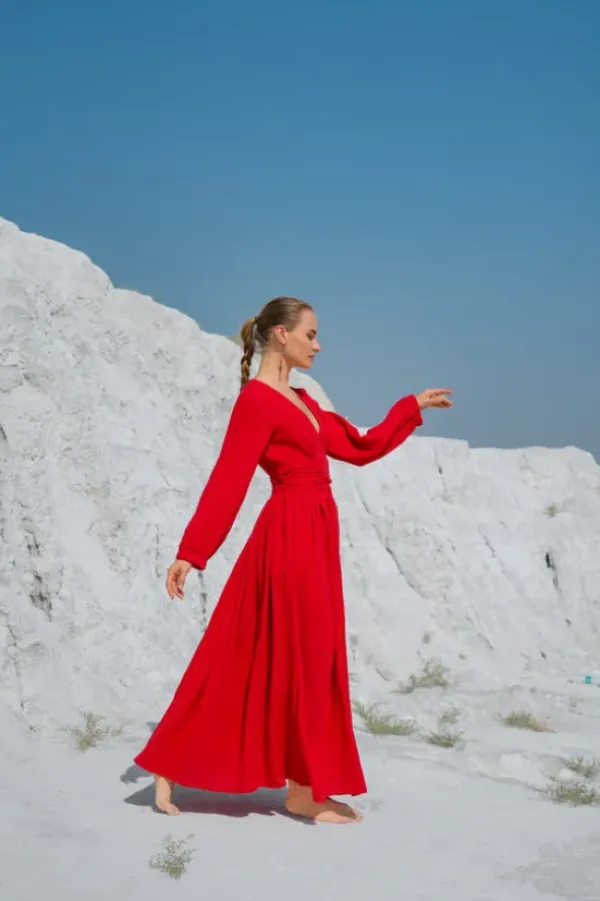 The TwoSisters Gypsy-Rani Lange jurk Knalrood