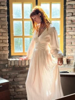 The TwoSisters Gypsy-Rani Lange jurk Roomwit