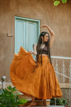 The TwoSisters Gypsy|Gypsy Rokken-Real Gypsy Rok Oker/oranje (ook extra breed)