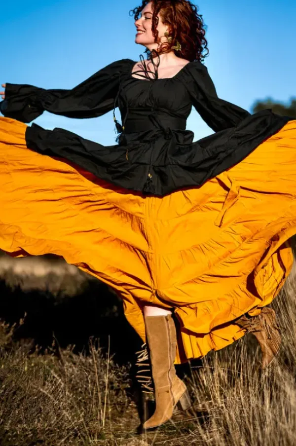 The TwoSisters Gypsy|Gypsy Rokken-Real Gypsy Rok Oker/oranje (ook extra breed)