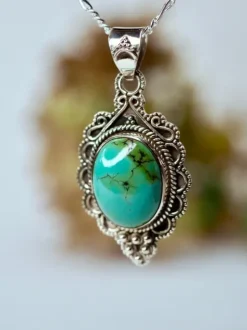 The TwoSisters Edelsteen Hanger-Real Turquoise Edelsteen Hanger 925 zilver