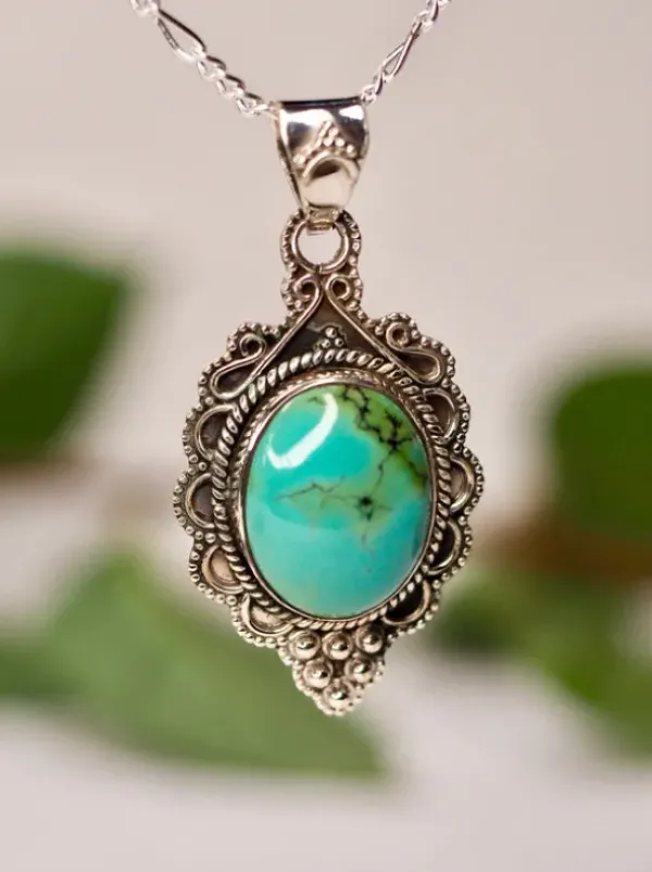 The TwoSisters Edelsteen Hanger-Real Turquoise Edelsteen Hanger 925 zilver