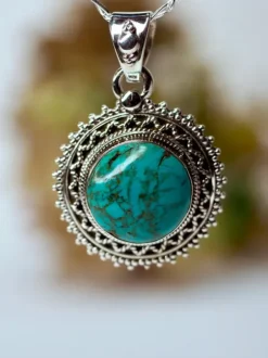 The TwoSisters Edelsteen Hanger-Real Turquoise Edelsteen Hanger 925 zilver