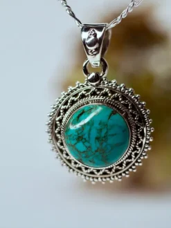 The TwoSisters Edelsteen Hanger-Real Turquoise Edelsteen Hanger 925 zilver