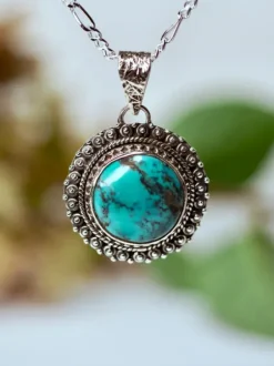 The TwoSisters Edelsteen Hanger-Real Turquoise Edelsteen Hanger 925 zilver