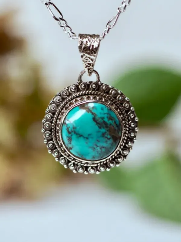 The TwoSisters Edelsteen Hanger-Real Turquoise Edelsteen Hanger 925 zilver