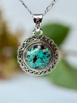 The TwoSisters Edelsteen Hanger-Real Turquoise Edelsteen Hanger 925 zilver