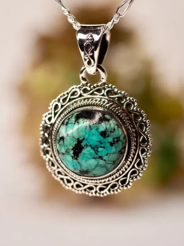 The TwoSisters Edelsteen Hanger-Real Turquoise Edelsteen Hanger 925 zilver