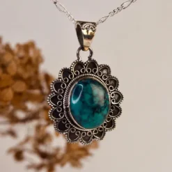 The TwoSisters Edelsteen Hanger-Real Turquoise edelsteen hanger 925 zilver