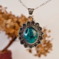 The TwoSisters Edelsteen Hanger-Real Turquoise edelsteen hanger 925 zilver