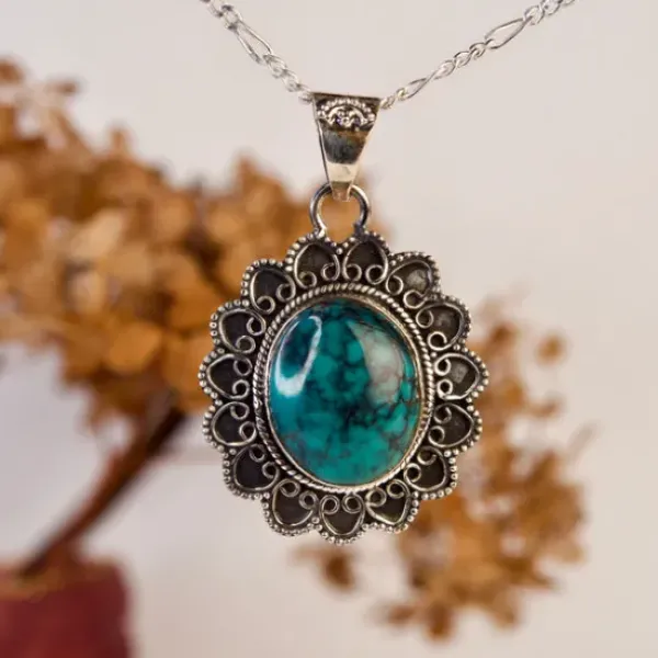 The TwoSisters Edelsteen Hanger-Real Turquoise edelsteen hanger 925 zilver