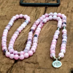 The TwoSisters Kettingen|Buddhist Malas-Rozen Quartz Mala